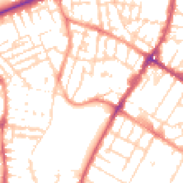 Daytime road noise heatmap for LE5 3QJ