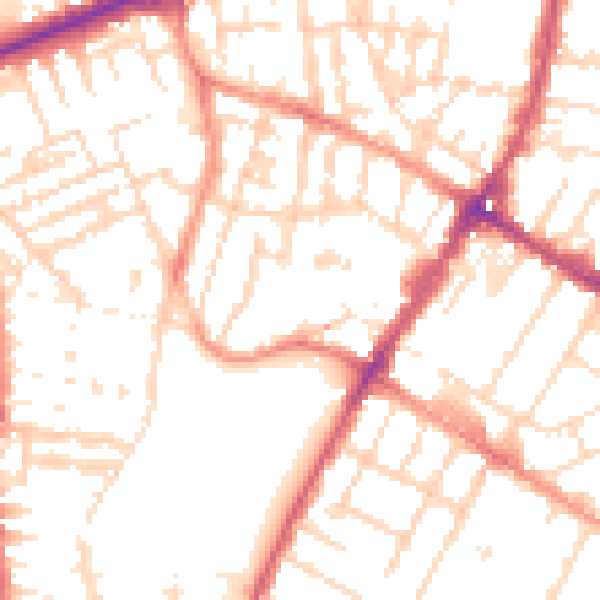 Daytime road noise heatmap for LE5 3QU