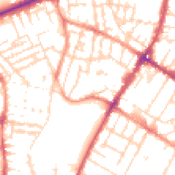 Daytime road noise heatmap for LE5 3RB