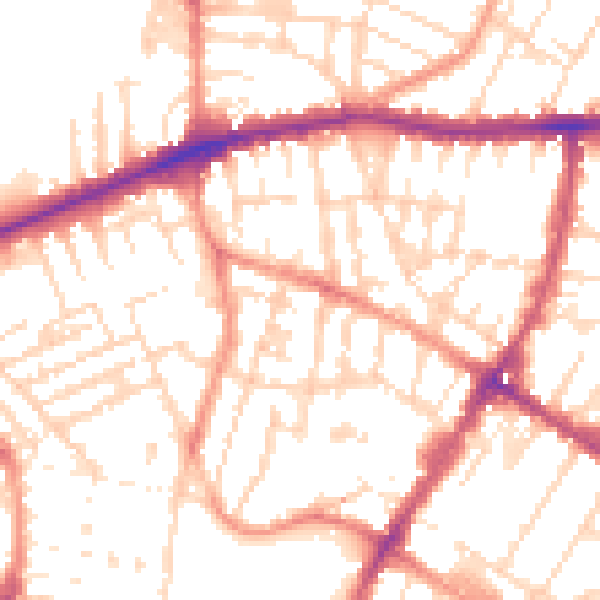 Daytime road noise heatmap for LE5 3RN