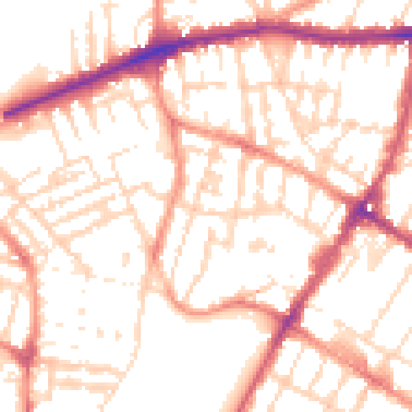 Daytime road noise heatmap for LE5 3SP