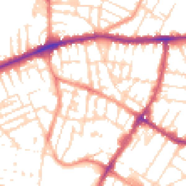 Daytime road noise heatmap for LE5 3TP