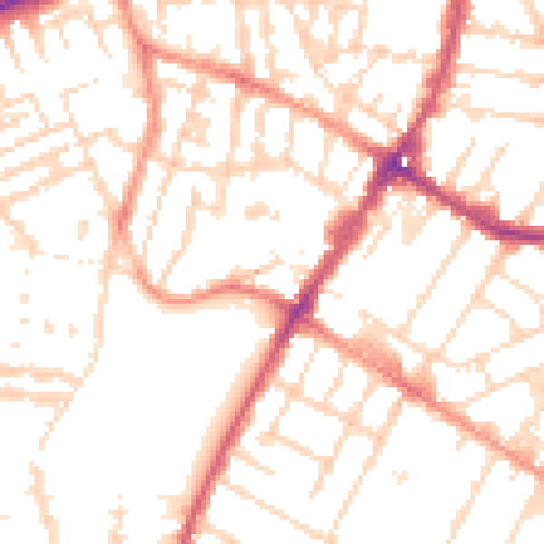 Daytime road noise heatmap for LE5 3TT
