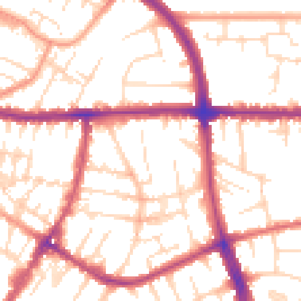 Daytime road noise heatmap for LE5 4AA