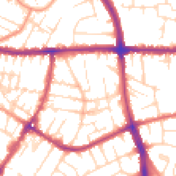 Daytime road noise heatmap for LE5 4AB