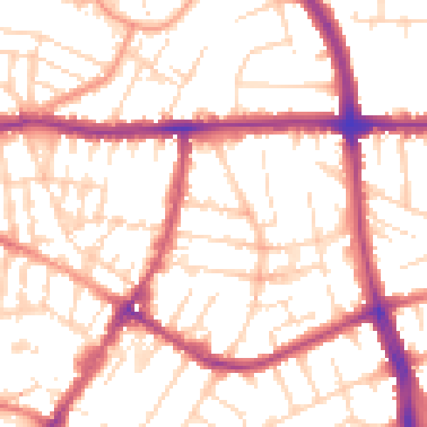 Daytime road noise heatmap for LE5 4AH
