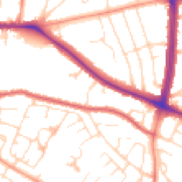 Daytime road noise heatmap for LE5 4DL
