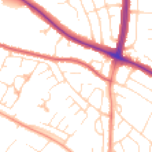 Daytime road noise heatmap for LE5 4EE