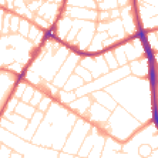 Daytime road noise heatmap for LE5 4FA