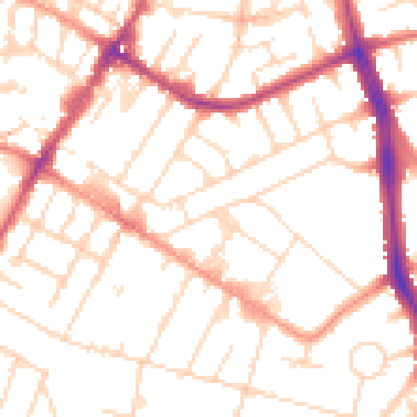 Daytime road noise heatmap for LE5 4FG