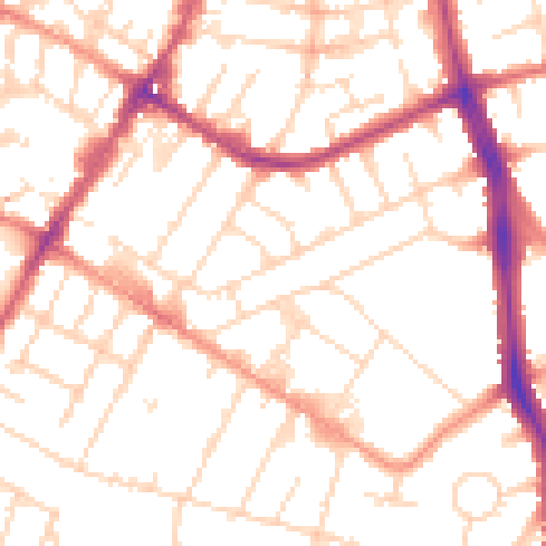 Daytime road noise heatmap for LE5 4FH