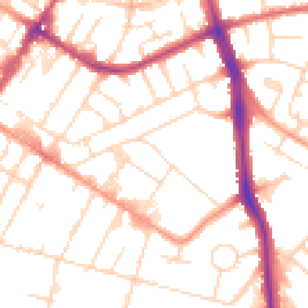 Daytime road noise heatmap for LE5 4HD