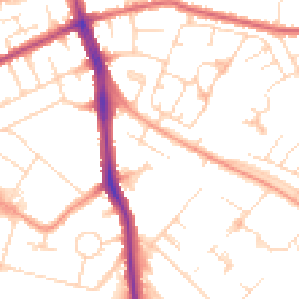 Daytime road noise heatmap for LE5 4LA