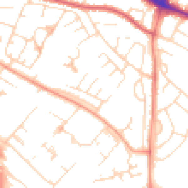 Daytime road noise heatmap for LE5 4LB