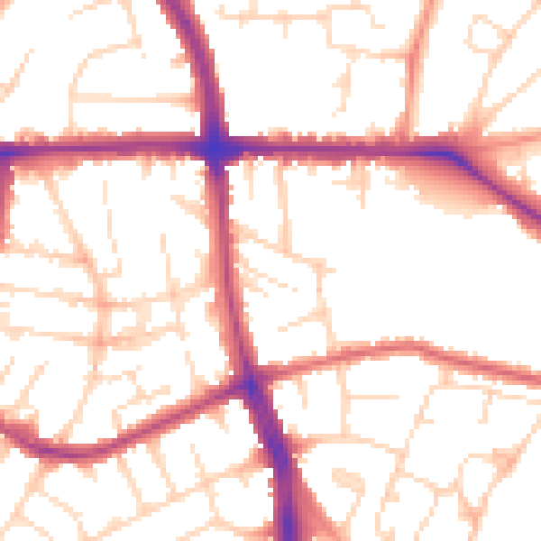 Daytime road noise heatmap for LE5 4LP