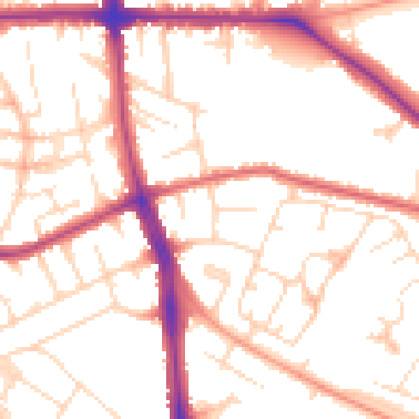 Daytime road noise heatmap for LE5 4LT