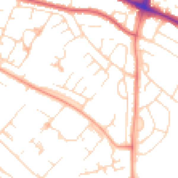 Daytime road noise heatmap for LE5 4LX