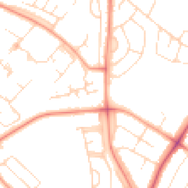 Daytime road noise heatmap for LE5 4NX