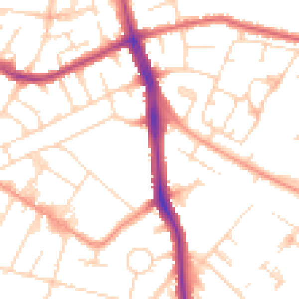 Daytime road noise heatmap for LE5 4PT