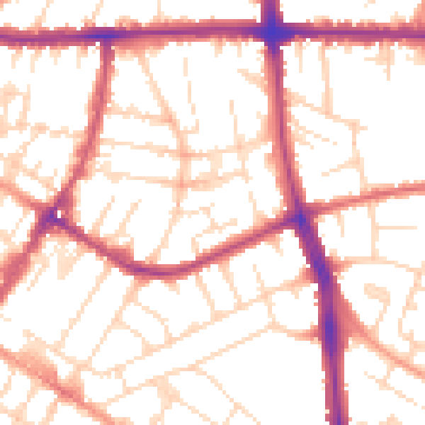 Daytime road noise heatmap for LE5 4QH