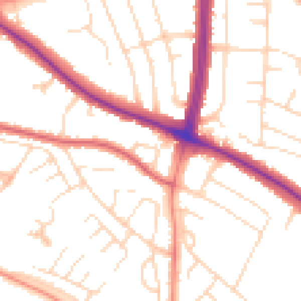 Daytime road noise heatmap for LE5 4RA