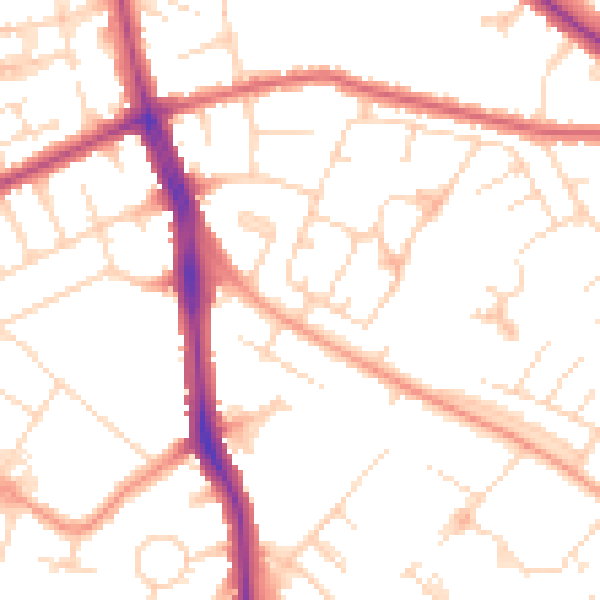 Daytime road noise heatmap for LE5 4TA