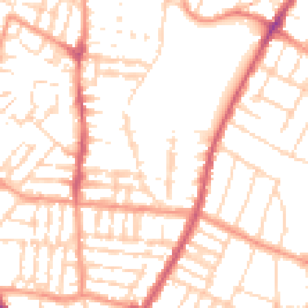 Daytime road noise heatmap for LE5 5AU