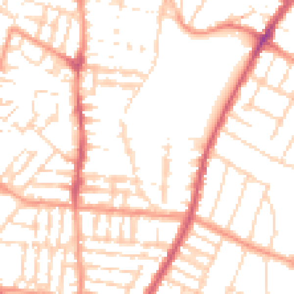 Daytime road noise heatmap for LE5 5BH