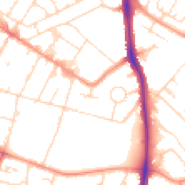 Daytime road noise heatmap for LE5 5DX