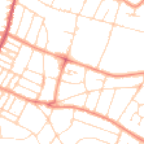 Daytime road noise heatmap for LE5 5LW