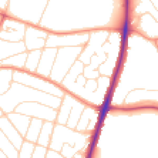 Daytime road noise heatmap for LE5 5NQ