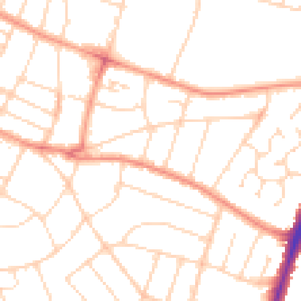 Daytime road noise heatmap for LE5 5QA