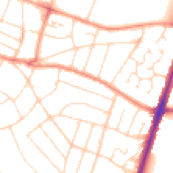 Daytime road noise heatmap for LE5 5RA