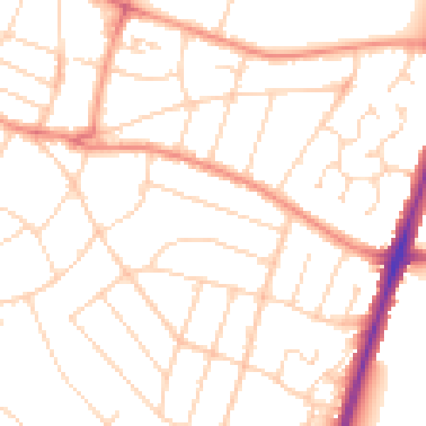 Daytime road noise heatmap for LE5 5RB