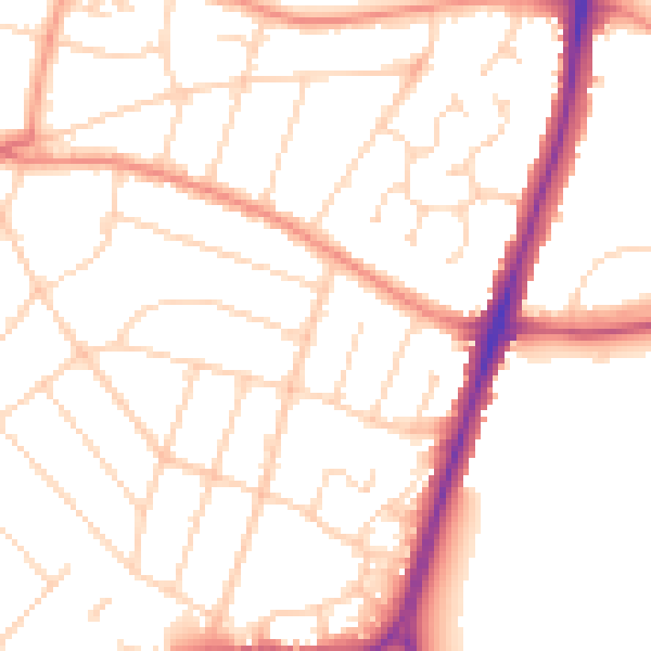 Daytime road noise heatmap for LE5 5RD