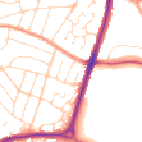 Daytime road noise heatmap for LE5 5WA