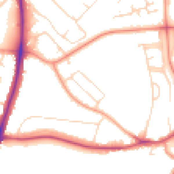 Daytime road noise heatmap for LE5 6AA