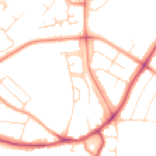 Daytime road noise heatmap for LE5 6DA