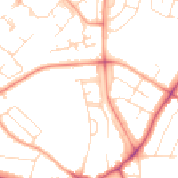 Daytime road noise heatmap for LE5 6DD