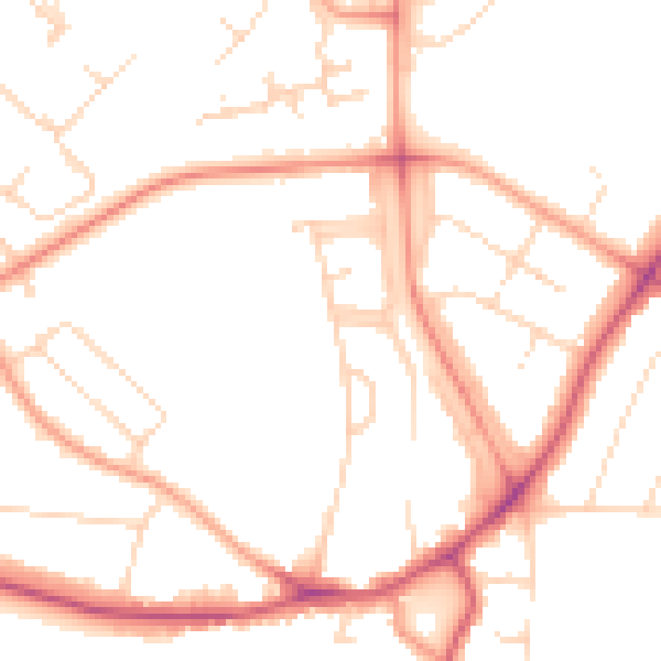 Daytime road noise heatmap for LE5 6DF