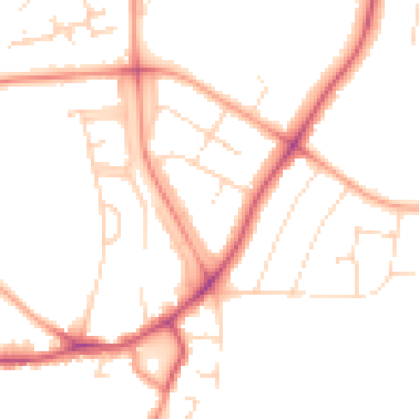 Daytime road noise heatmap for LE5 6FB