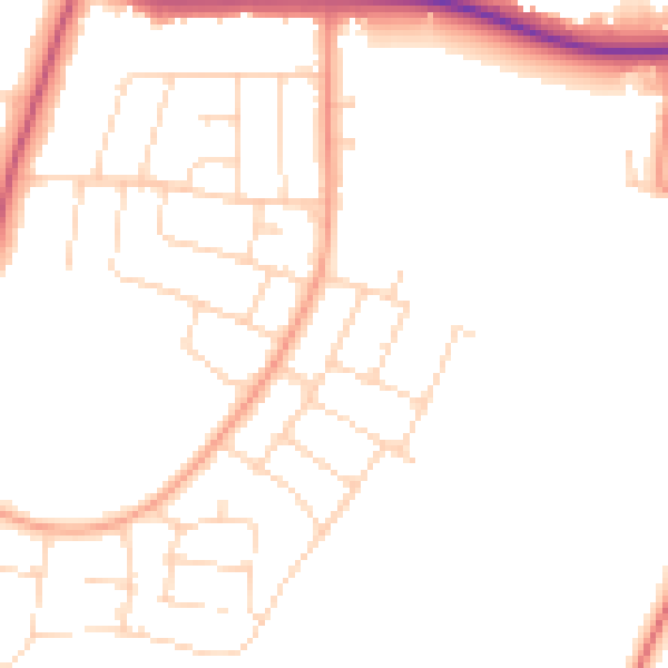 Daytime road noise heatmap for LE5 6JB