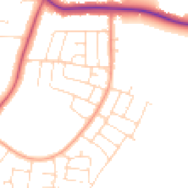 Daytime road noise heatmap for LE5 6LQ
