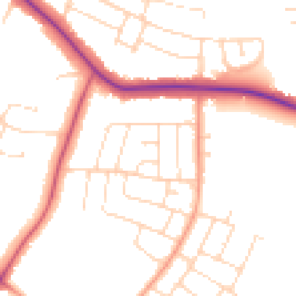 Daytime road noise heatmap for LE5 6PL