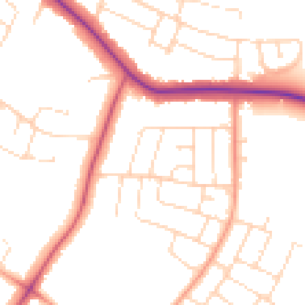 Daytime road noise heatmap for LE5 6PP