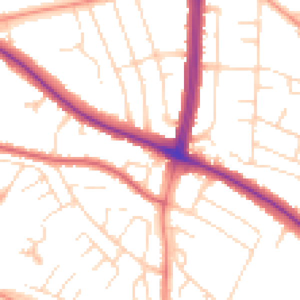 Daytime road noise heatmap for LE5 6RB