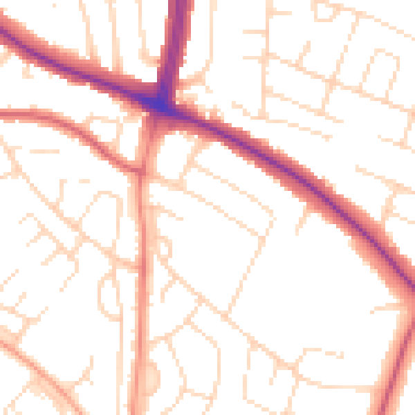 Daytime road noise heatmap for LE5 6SS