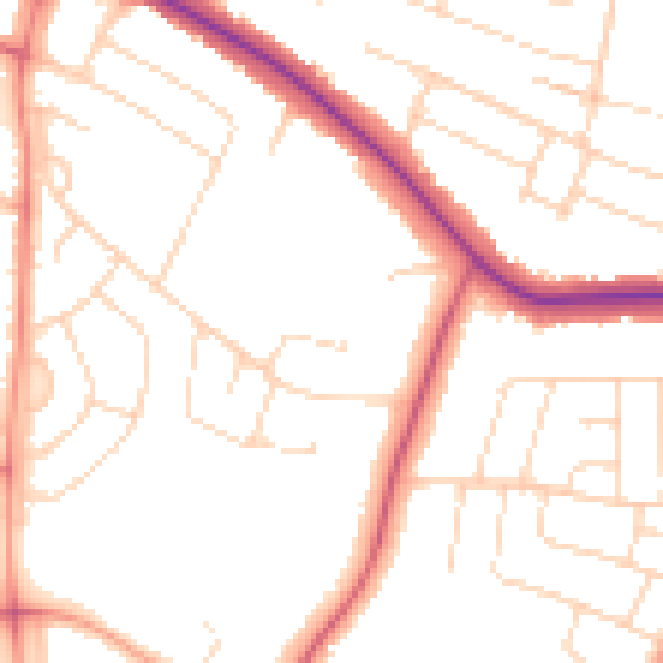 Daytime road noise heatmap for LE5 6SY