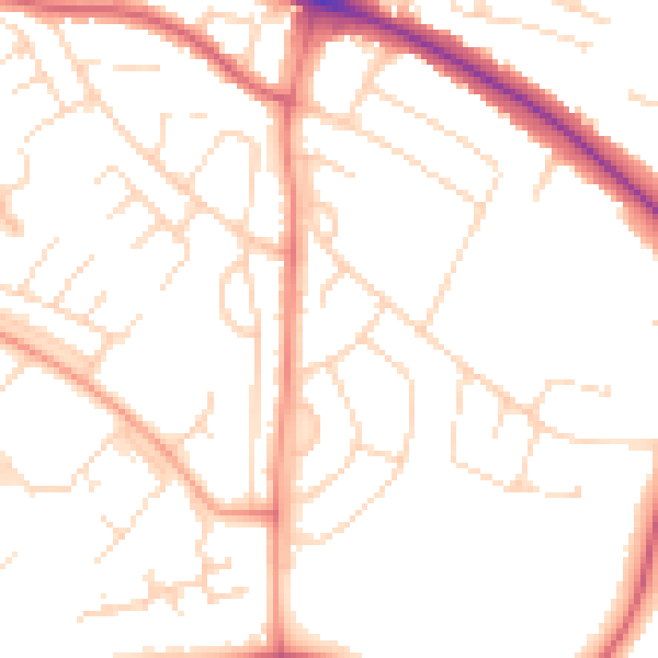 Daytime road noise heatmap for LE5 6TA