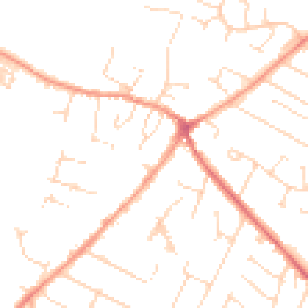 Daytime road noise heatmap for LE7 1GW